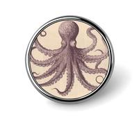 Vintage Octopus Badge Holder Personalized Round Badge with Picture Pin Aluminum Alloy Button Pin Exquisite Brooch Fashion Button Badges Clothes Decorative Pins