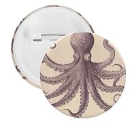 Vintage Octopus Badge Metal Round Pins, Lightweight Brooch for Backpack, Fashion Button Pins Badge for Shirts, Jackets, Shawl Coat, Unisex, 12PCS, Tinplate, metal round pins