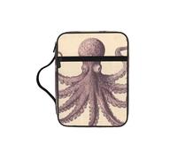 Vintage Octopus Bible Cover for Women - Stylish Large Bible Case for Men, Multi-Functional Carrying Book Cover Church Bag with Handle and Zipper Pocket - Bible Bag Christian Gifts
