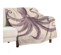 Vintage Octopus Blanket, Soft Flannel Fleece Blankets Quick-Dry, Lightweight Throw Blanket for Couch, Bed, Office & Travel, Ideal Gift for Family & Friends, 70"x80"