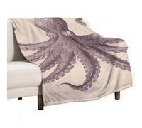 Vintage Octopus Blanket, Soft Flannel Fleece Blankets Quick-Dry, Lightweight Throw Blanket for Couch, Bed, Office & Travel, Ideal Gift for Family & Friends, 30"x50"