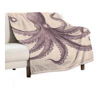 Vintage Octopus Blanket, Soft Flannel Fleece Blankets Quick-Dry, Lightweight Throw Blanket for Couch, Bed, Office & Travel, Ideal Gift for Family & Friends, 60"x80"