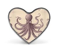 Vintage Octopus Buttons Pin Memorial Boutonniere for Wedding Groom Bride, Customize Lapel Heart Pin for Christmas, Men Women Costume Decorative Fashionable Brooches