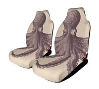 Vintage Octopus Car Seat Covers Universal, 2PCS Carseat Protector - Stretchable Fabric, Anti-Slip Elastic Car Seat Protector for Cars, SUV, Trucks