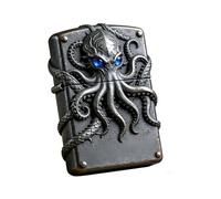 Vintage Octopus Carved Kerosene Lighters Windproof Reusable Flip Top Lighter With Grinding Wheel for Camping Daily Use