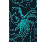 Vintage Octopus Journal: Ocean sea life themed notebook green lined 6x9 150p