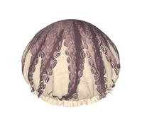 Vintage octopus Shower Cap Reusable Elastic Bath Caps Waterproof Bath Hair Hat for Women Men Spa Salon Large Shower Bonnet Double Layer Bathing Hair Cap for Long Hair, Braids