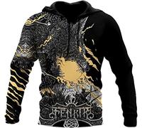 Vintage Odin 3D Printed Hoodie, Norse Mythology Fenrir (Giant Wolf) Rune Tie-Dye Sweatshirt Pullover, Unisex Fashion Autumn Harajuku Street Couple Dress