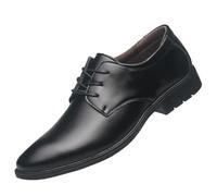 Vintage Office Business Formal Footwear All-Match Men's Calfskin Leather Dress Shoes Lace Up Pointed Toe Low Top Non Slip Oxfords(9 UK) Black