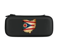 Vintage Ohio State Map with Flag Compatible with Switch Carrying Case Waterproof Protective Travel Bag with 15 Game Card Slots