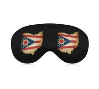 Vintage Ohio State Map with Flag Lightweight Sleep Masks Funny Blocking Eye Mask for Sleeping with Adjustable Strap