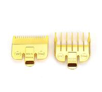 Vintage Oil Head Hair Clipper Limit Comb Positioning Tooth Electroplating Guide Comb Haircut Accessory Professional Stylist Tool Gold Silver Durable Polymer Material 12g 2PCS (Gold caliper