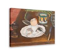 Vintage Oil Painting_ Boiled Egg & Runner Beans Still Life, Edward Lewis (1973) Framed Poster Canvas Artwork Prints Rustic Farmhouse Decorations for Living Room Bathroom Bedroom 16x24inch(40x60cm)