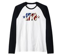 Vintage Old American Flag Patriotic 1776 We The People USA Raglan Baseball Tee