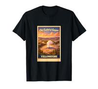 Vintage Old Faithful Geyser YNP Yellowstone Park Travel Art T-Shirt