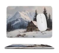 Vintage Old Log Cabin in The Snowy Mountain Mouse Pad, Small Office Computer Mouse Pads for Desk Laptop with Non-Slip Rubber Base Mouse Mat, Gaming Mouse Pads