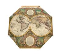 Vintage Old Map Earth Umbrella Automatic Folding Men Women Travel Umbrellas Auto Open Close Sun Blocking Windproof