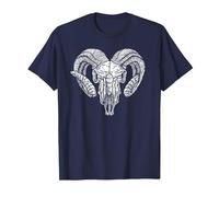 Vintage Old Ram Skull Retro Western Cowboys Bull Design T-Shirt, Men, Navy Blue, 4X-Large
