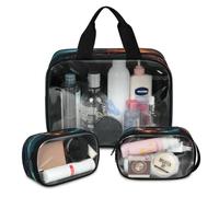 Vintage Old Steam Train Travel Makeup Bag for Women Men, Translucent Cosmetic Bags 3 Pcs Large Shower Wash Pouch Toiletry Cosmetic Toiletries Organizer
