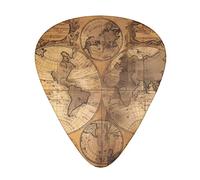 Vintage Old World Map Guitar Plectrums Classical Triangle Bass Acoustic And Electric Guitar Plectrums For Guitarists 12 Pieces