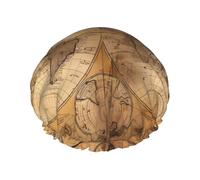 Vintage Old World Map Print Shower Cap - Double Layer Breathable, Adjustable Elastic Strap, Durable Hotel Travel Essentials