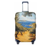 Vintage Olive Grove with The Sea Elastic Travel Luggage Covers Dustproof Scratch-Resistant Suitcase Protector Fit 22-24 Inch
