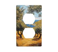 Vintage Olive Grove with The Sea Outlet Cover Light Switch Cover Decorative 1 Gang Wall Plate for Kitchen Room Bathroom Size 7x11.4cm