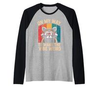 Vintage On My Way to Make The Vibe Weird Funny Raccon Lovers Raglan Baseball Tee