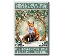 Vintage Once Upon a Time There Was a Girl Metal Tin Sign Who Really Loved Foxes for Home Cafe Bar Garden Wall Art Decor Plaque 8x12 In