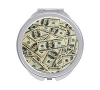 Vintage One Hundred Dollars Pile Seamless Texture Folding Make Up Mirror, Compact 2X/1X Magnification Mirror, Women Portable Travel Makeup Mirror 2.4 x 2.4 inch