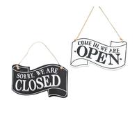 Vintage Open Closed Business Wood Double Sided Door Hanging Sign 2pcs