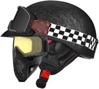 Vintage Open Face Helmet Motorcycle Half Helmet DOT/ECE Approved Motorbike Crash Helmet, with Sun Visor Retro Vintage Style Motorbike Jet Helmet for Youth Men Women 3,M