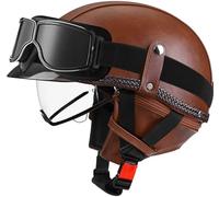 Vintage Open Face Motorbike Helmet,Men Women Half Shell Helmet Motorcycle Half Helmets DOT/ECE Approved Crash Half Helmet with Goggles for Motorcycle Cruiser Bicycle 2,XXL(63-64CM)