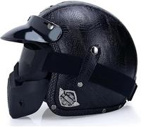 Vintage Open Face Motorcycle Helmet with Visor, Etro German Style Open Face Beanie - ECE 22.06 Approved Baseball Cap,Low Profile Motorcycle for Men &Amp; Women 9,S/(55~56cm)