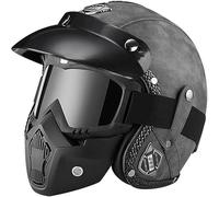 Vintage Open Face Motorcycle Helmet with Visor, Etro German Style Open Face Beanie - ECE 22.06 Approved Baseball Cap,Low Profile Motorcycle for Men &Amp; Women 4,XL/(61~62cm)