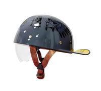 Vintage Open Face Motorcycle Helmets Baseball Cap Motorbike Half Helmet with Pull Down Visor Moped Cap Jet Scooter Street Cruiser ECEDOT Certified for Adults Men Women R,XL:61-62CM