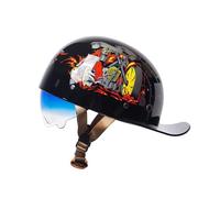 Vintage Open Face Motorcycle Helmets Baseball Cap Motorbike Half Helmet with Pull Down Visor Moped Cap Jet Scooter Street Cruiser ECEDOT Certified for Adults Men Women P,M:57-58CM