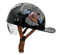Vintage Open Face Motorcycle Helmets Baseball Cap Motorbike Half Helmet with Pull Down Visor Moped Cap Jet Scooter Street Cruiser ECEDOT Certified for Adults Men Women N,M:57-58CM