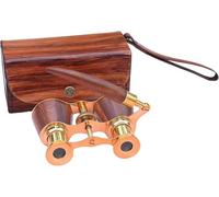 Vintage Opera Glasses Binoculars with Handle & Leatherette Case - Elegant Wood & Brass Finish Victorian opera glasses, gift for theater lovers