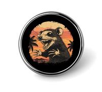 Vintage Opossum Sunset Palm Tree Small Round Button Badge Lapel Pins Badge for Bag 1" Shirt Accessories