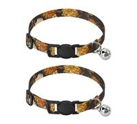 Vintage Orange Floral Black Metal Bell Included Kitten Collars 2 Pack Collars for Puppies