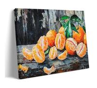 Vintage Orange Still Life Wall Art, Rustic Fruit Canvas Artwork, Farmhouse Hanging Paintings Poster, Retro Country Style Aesthetic Wall Decor for Home Kitchen Dining Room Warm Interior Decoration 20x