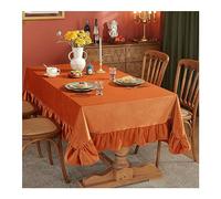 Vintage Orange Velvet Tablecloth 140x140 cm Square Kitchen Table Cover with American Drop Elt Home Decor for Dining Room Stylish Retro Design