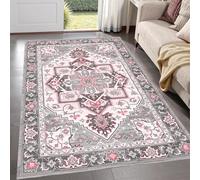 Vintage Oriental Floral Area Rug Washable Short Pile Carpet for Dining Room Black Gray Rose Design 160 x 180 cmElegant Home Decoration