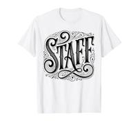 Vintage Ornate Staff Value Graphic T-Shirt, Men, White, M