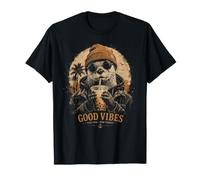 Vintage Otter Drinking Bubble Tea Good Vibe Beach Animal T-Shirt