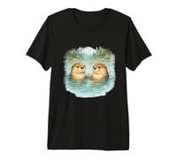 Vintage Otters Wildlife Aesthetic Art Cute Summer Otter Premium T-Shirt