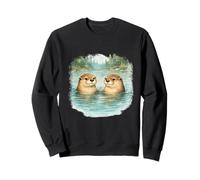 Vintage Otters Wildlife Aesthetic Art Cute Summer Otter Sweatshirt