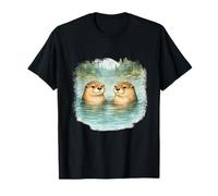 Vintage Otters Wildlife Aesthetic Art Cute Summer Otter T-Shirt