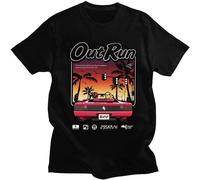 Vintage Out Run Top T Shirt Camisas Hombre Cotton Old School Japanese Arcade Tshirts Men Outrun Tee Top Camisas Black L